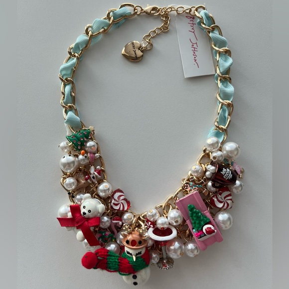 Betsey Johnson Jewelry - Betsey Johnson Holiday Bauble Bib Christmas Charm Necklace New